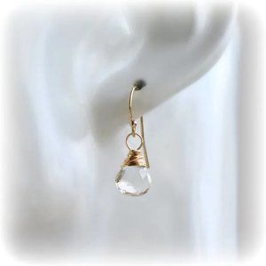 Sundance Clear Faceted Quartz Crystal and Gold Dangle Earrings